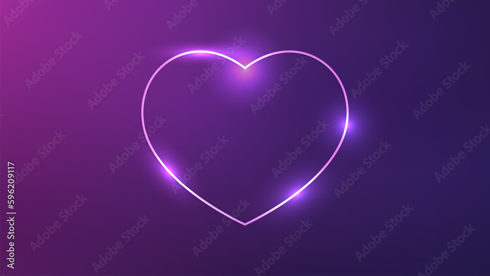 Neon frame in heart form with shining effects Neon frame in heart form with shining effects