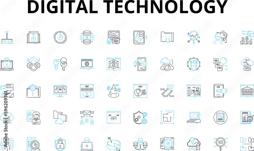 Digital technology linear icons set. Internet, Social Media, Cloud, Big Data, Analytics, Automation, Robotics vector symbols and line concept signs. Artificial Intelligence,Virtual Reality,Augmented Digital technology linear icons set. Internet, Social Media, Cloud, Big Data, Analytics, Automation, Robotics vector symbols and line concept signs. Artificial Intelligence,Virtual Reality,Augmented