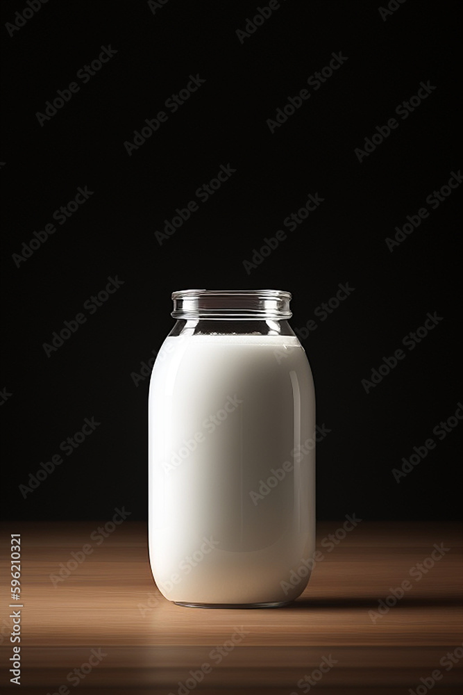 glass jar with milk glass jar with milk