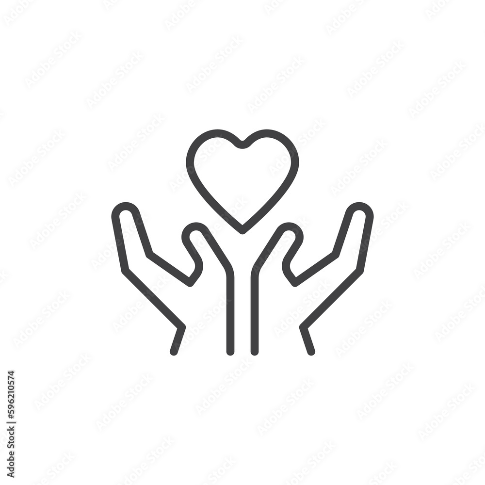 Hands with heart line icon Hands with heart line icon