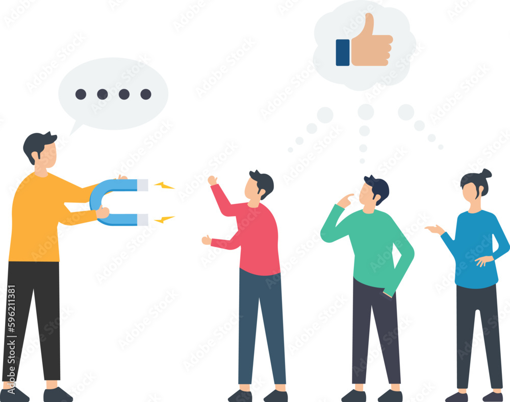 People discussion, Convincing people to believe in an idea, influence or persuasion in meeting arguments, charm or leadership concept, Give a business idea, convincing concept
