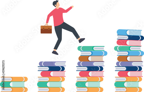 Business Success, Knowledge or education to help business success, wisdom or learning to help employees achieve goal, training or education course, book stack to achieve goal
