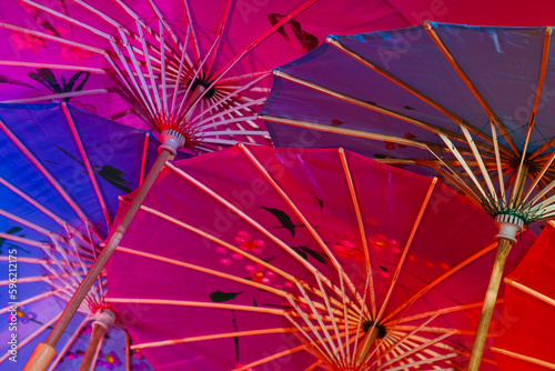 Traditional japanese umbrellas, traditional japanese accessories concept