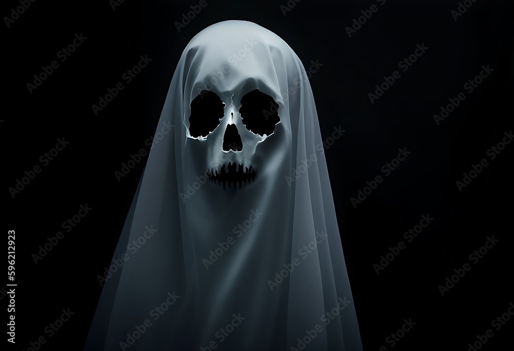 Scary ghost on dark background. Generative ai Scary ghost on dark background. Generative ai