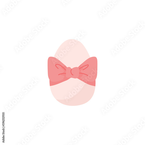 Cute Easter egg with decorated bow, cartoon flat vector illustration isolated on white background.