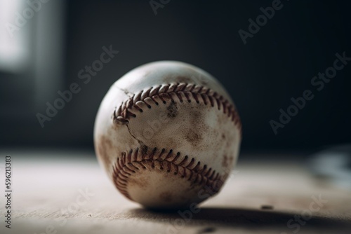 Close-up of baseball on white background. Generative AI