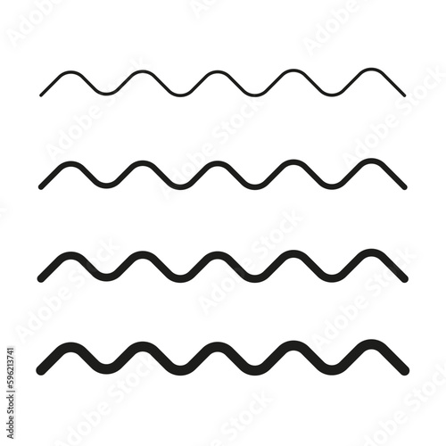 Wave zigzag line simple thin to thick element decor design vector or single ripple curve zig zag wiggly separator pictogram graphic for seal water or ocean symbol, wavy pattern. Vector illustration
