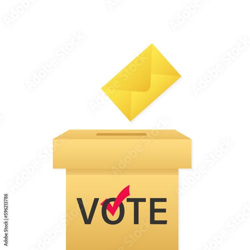 Voting symbols. Box for voting in elections. Envelope. Template for US elections. Voting, poll icon. Template Elections icons. check marks. Vector illustration
