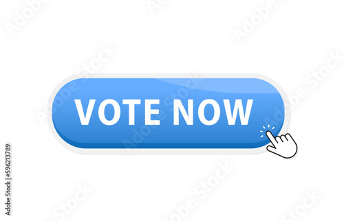 Voting symbols. Template for US elections. Template Elections icons. Vote now red, button isolated. Vector illustration