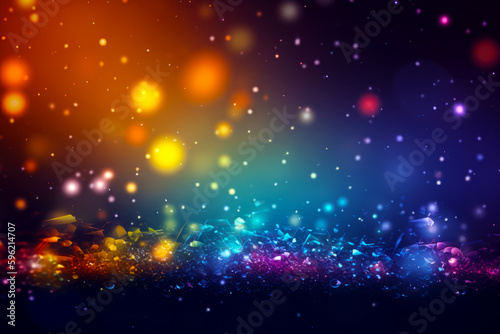 Colorful background with lot of blurry lights in the middle of it. Generative AI.