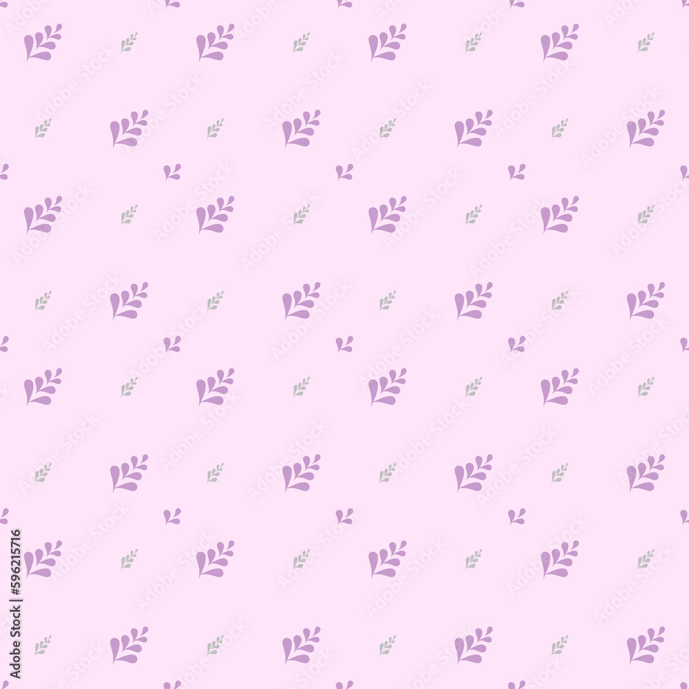 The pastel leaves, small and large are arranged neatly and beautifully on the background, forming a seamless pattern that looks cute and sweet.