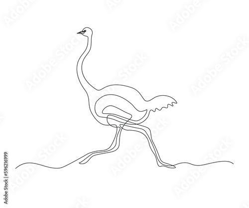 abstract Running ostrich Continuous One Line Drawing