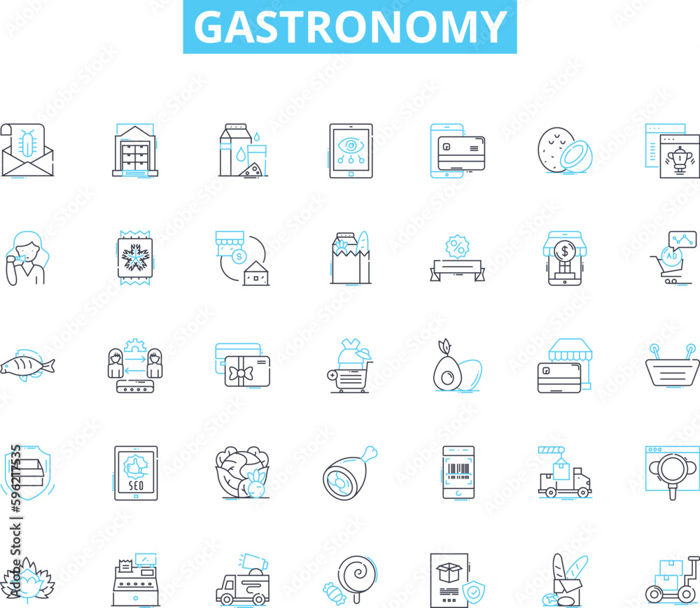 Gastronomy linear icons set. Cuisine, Food, Culinary, Gourmet, Savory, Delicious, Flavorful line vector and concept signs. Tasty,Palatable,Mouthwatering outline illustrations Gastronomy linear icons set. Cuisine, Food, Culinary, Gourmet, Savory, Delicious, Flavorful line vector and concept signs. Tasty,Palatable,Mouthwatering outline illustrations
