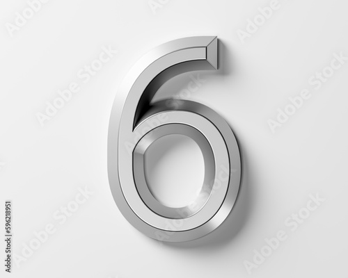 Digits made of metal. 3d illustration of iron alphabet isolated on white background