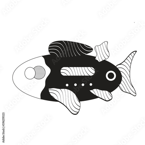 Submarine Black And White Fish Illustration
