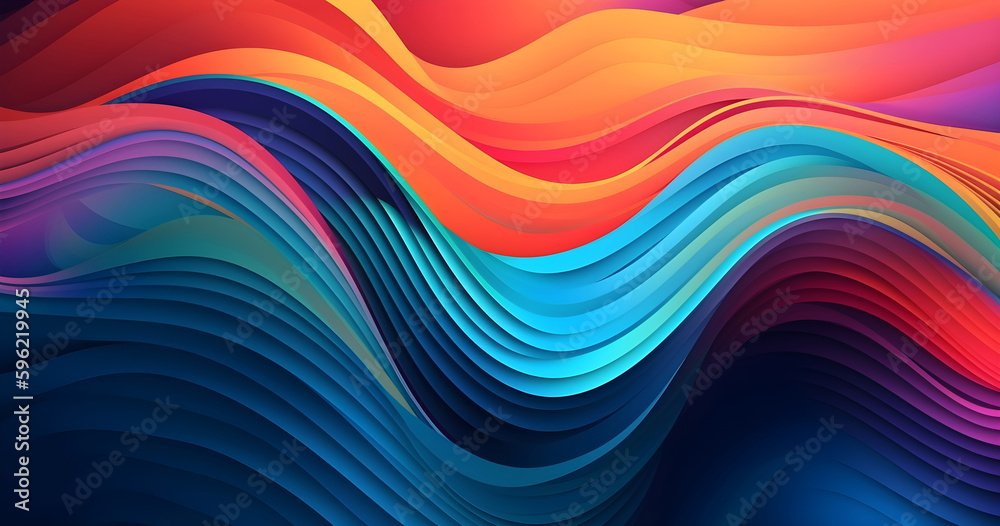 Abstract 3D Background wave background curve technology IA générative - obrazy, fototapety, plakaty 