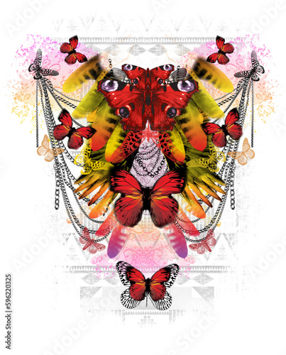 Abstract print design on plain base
