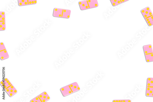 Pink dominoes isolated no background