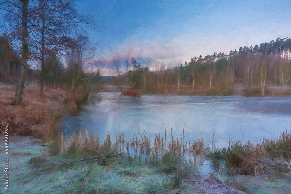 Digital painting of Cannock Chase, AONB in Staffordshire.
