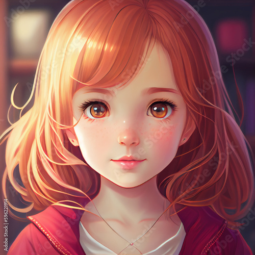 Adorable manga girl portrait