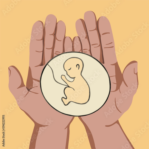 Vector isolated illustration of unborn baby. Frozen pregnancy. Miscarriage. Day of Remembrance of Unborn Children.