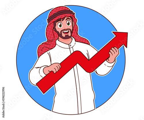 business man saudi arabia business presentation, carrying business chart
