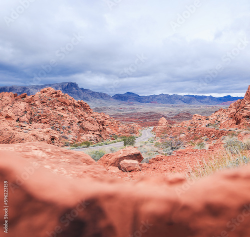 Canvas Print Along the breathtaking panoramic road through the Valley of Fire State Park near Las Vegas in Nevada, USA