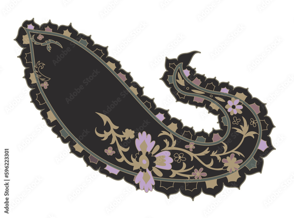 Obraz premium Flower with buds and leaves, branches paisley