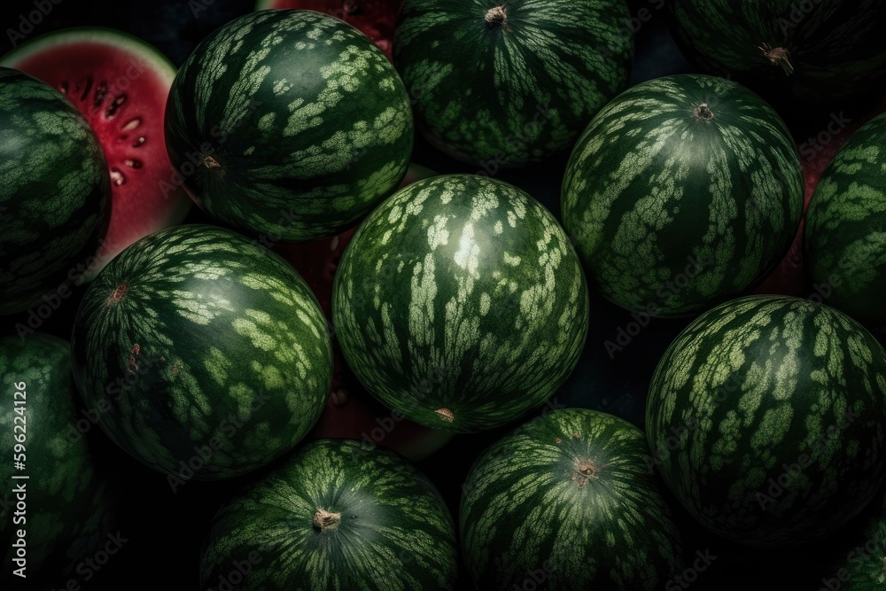 Full frame of fresh Watermelons. Fresh ai generated Watermelons. Full frame of fresh Watermelons. Fresh ai generated Watermelons.