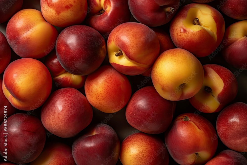 Full frame of fresh Nectarines. Fresh ai generated Nectarines. Full frame of fresh Nectarines. Fresh ai generated Nectarines.