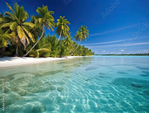Island Paradise with Pristine Beach and Palm Trees - Midjourney AI Prompt