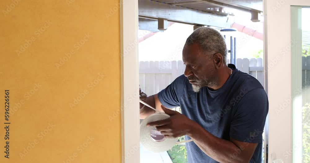 Weatherstripping African American Senior Man Track Right
