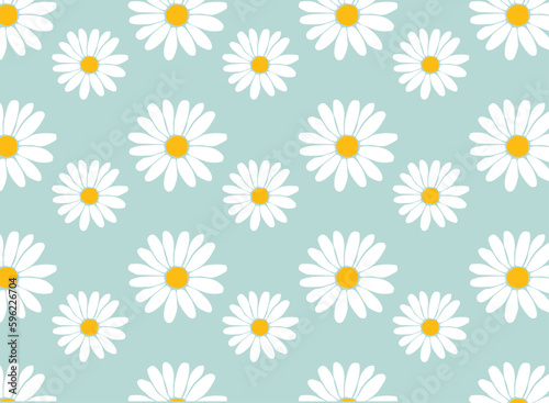 Fototapeta Naklejka Na Ścianę i Meble -  Daisy flowers seamless pattern wallpaper on vintage background vector illustration
