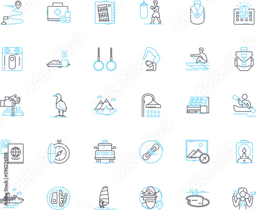 Idle hours linear icons set. Relaxation, Downtime, Laziness, Solitude, Boredom, Rest, Idle line vector and concept signs. Calmness,Peacefulness,Serenity outline illustrations © Nina