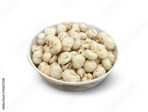 Healthy snack makhana in a bowl, lotus seed best for health, fibre rich, diet snack close up photos