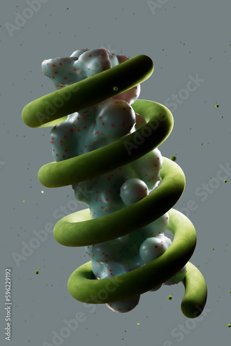 Three dimensional render of abstract object inside spiral