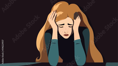 Women in depression. Bad psychological state. Mental health awareness month illustration vector