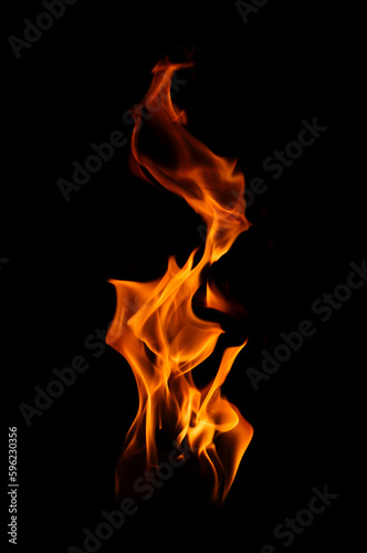 Burning flame isolated on dark background