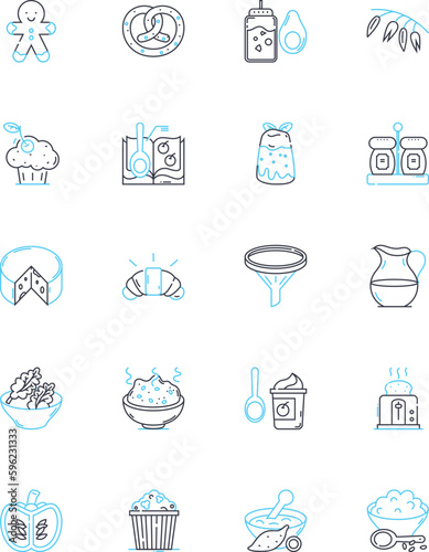 Smorgasbord linear icons set. Buffet, Feast, Variety, Selection, Culinary, Spread, Appetizers line vector and concept signs. Cuisine,Sampling,Gourmet outline illustrations