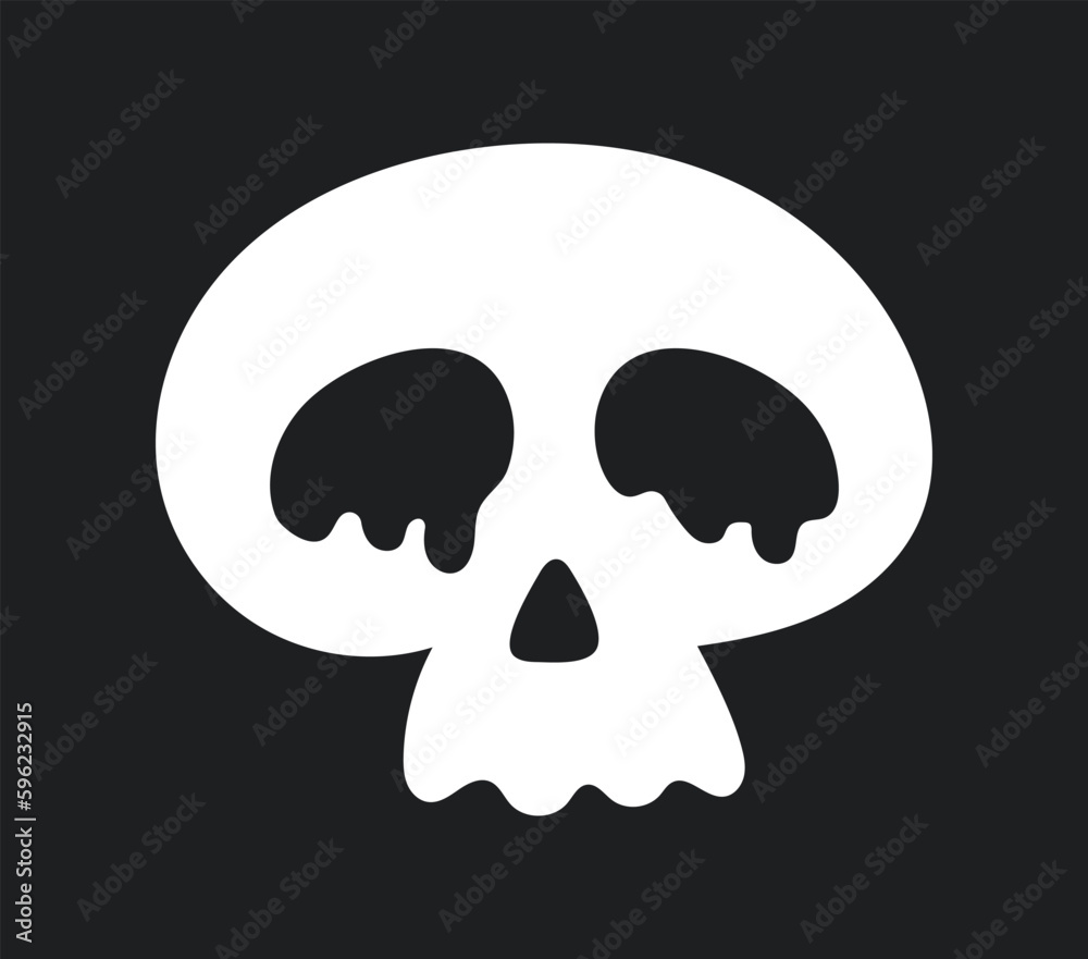 Cute white skull icon. Crying head from skeleton. Mexican culture and traditions. Emoji and emoticons. Emotions and feelings. Poster or banner for website. Cartoon flat vector illustration Cute white skull icon. Crying head from skeleton. Mexican culture and traditions. Emoji and emoticons. Emotions and feelings. Poster or banner for website. Cartoon flat vector illustration