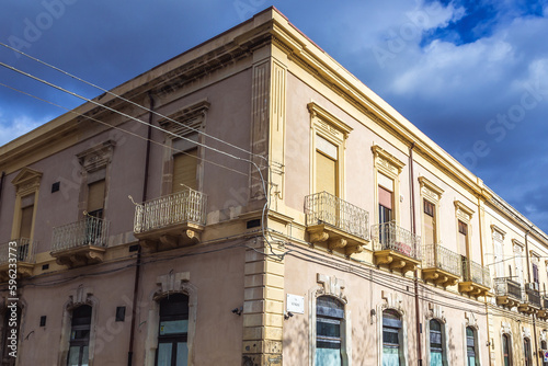 Building on Bengasi Street in Syracuse, Sicily, Italy © Fotokon