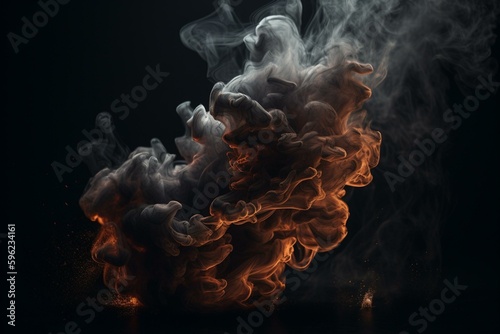 Fire and smoke tornado, dark background. Generative AI