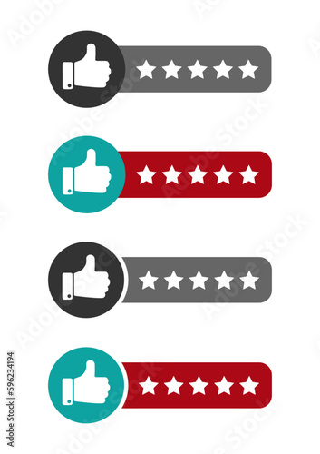Consumer or customer product rating flat vector icons set