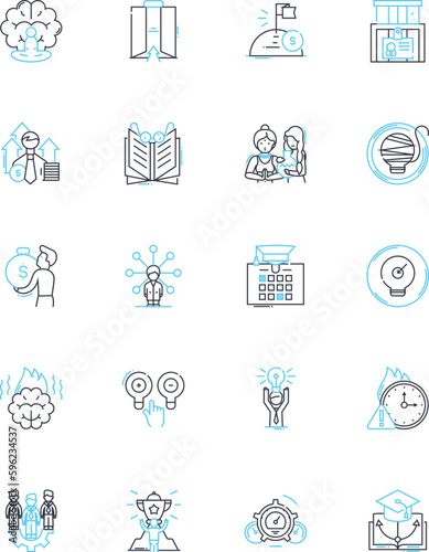 Adaptability and flexibility linear icons set. Versatility, Resourcefulness, Agility, Resilience, Adaptable, Openness, Improvisation line vector and concept signs. Elasticity,Accommodating