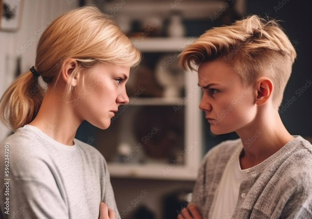 Teenage friends are offended by each other, misunderstanding, conflict and problems. Ai generated. Teenage friends are offended by each other, misunderstanding, conflict and problems. Ai generated.