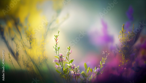 Natures Symphony - A Beautiful Blurred Background of Spring generative AI © Jacek
