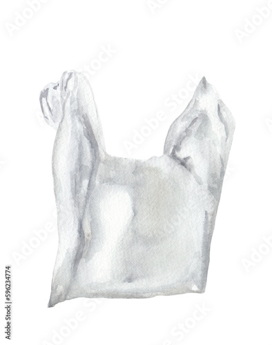 Plastic shopping bag illustration Garbage watercolor clipart Png cut file Ecology scrapbooking, card, flyer, poster. Environment