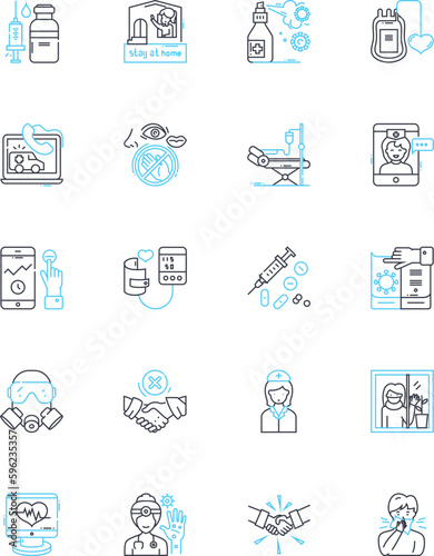 Internet-based wellness linear icons set. Digital, Health, Wellness, Online, Fitness, Mindfulness, Meditation line vector and concept signs. Nutrition,Coaching,Support outline illustrations