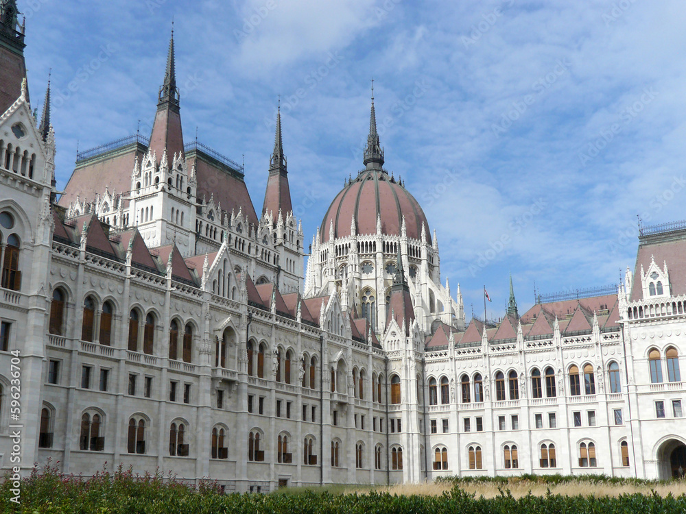 Budapest (Hungary). Facade of the Hungarian Parliament in the city of Budapest.