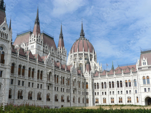 Budapest (Hungary). Facade of the Hungarian Parliament in the city of Budapest.